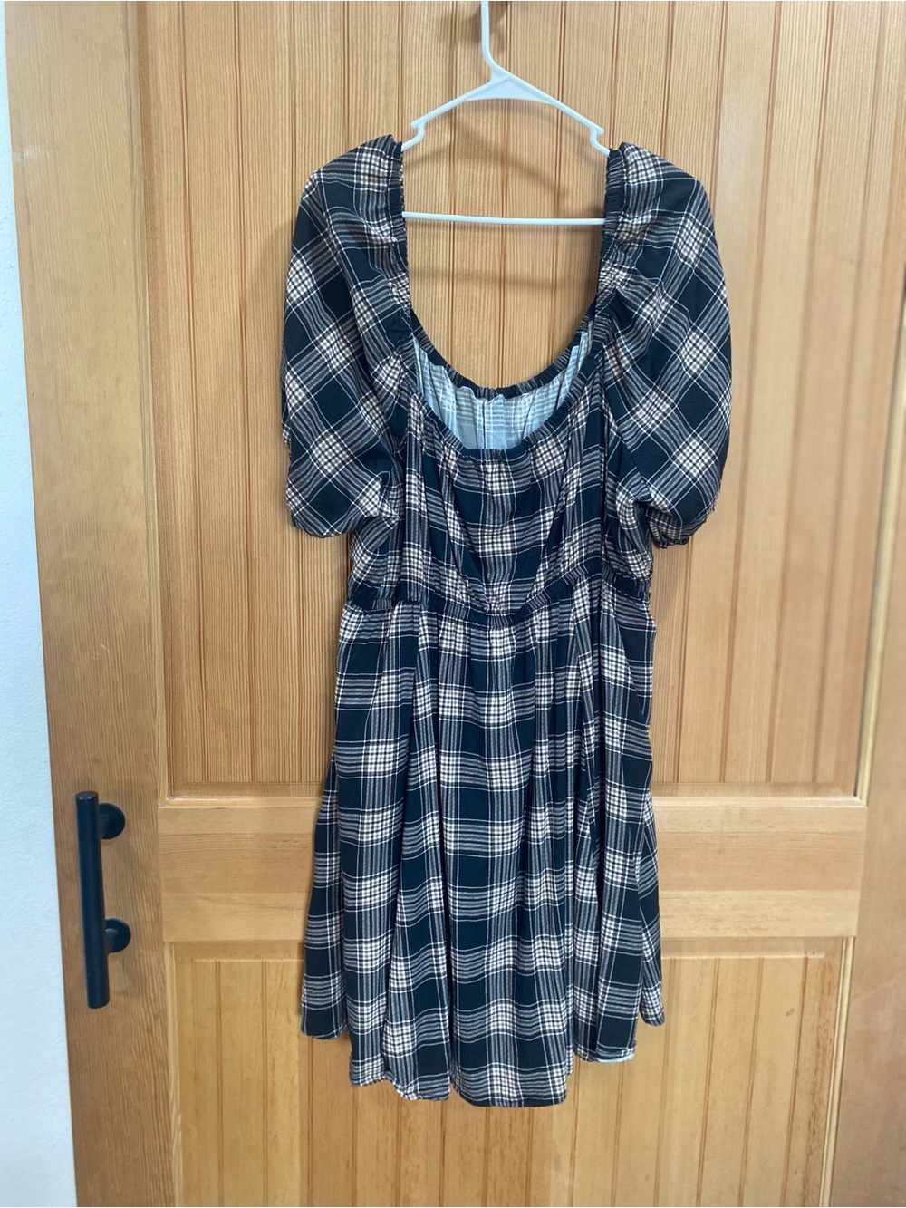 Torrid Black and Cream Plaid Square Neck Dress - Picture 5 of 7